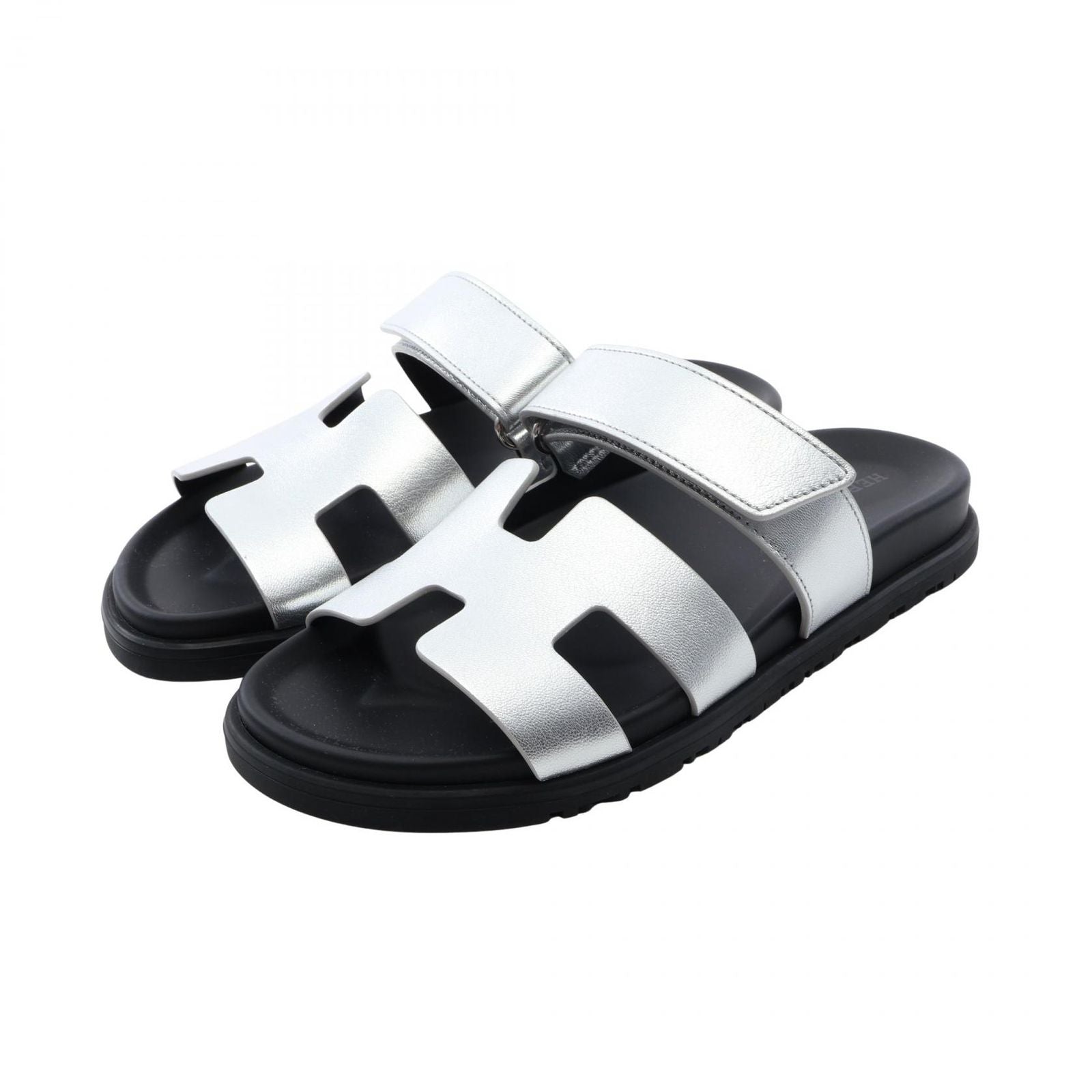 Hermes Sandals Chypre Silver Leather