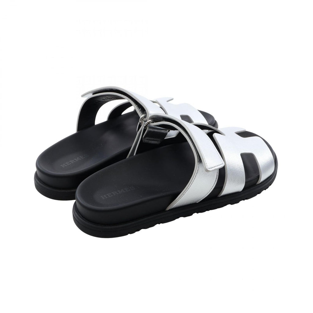 Hermes Sandals Chypre Silver Leather — view 2