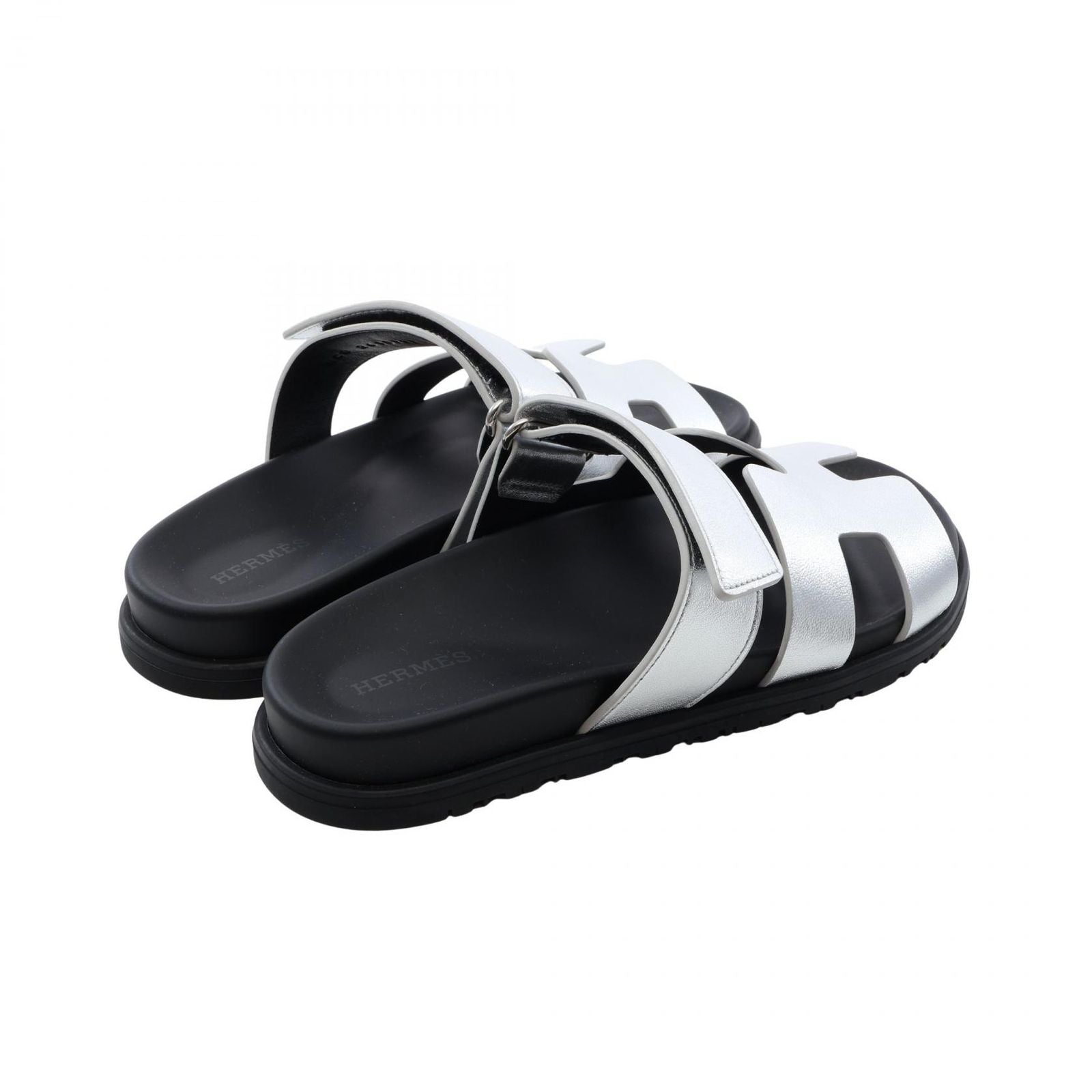 Hermes Sandals Chypre Silver Leather — view 2
