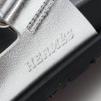 Hermes Sandals Chypre Silver Leather — view 7