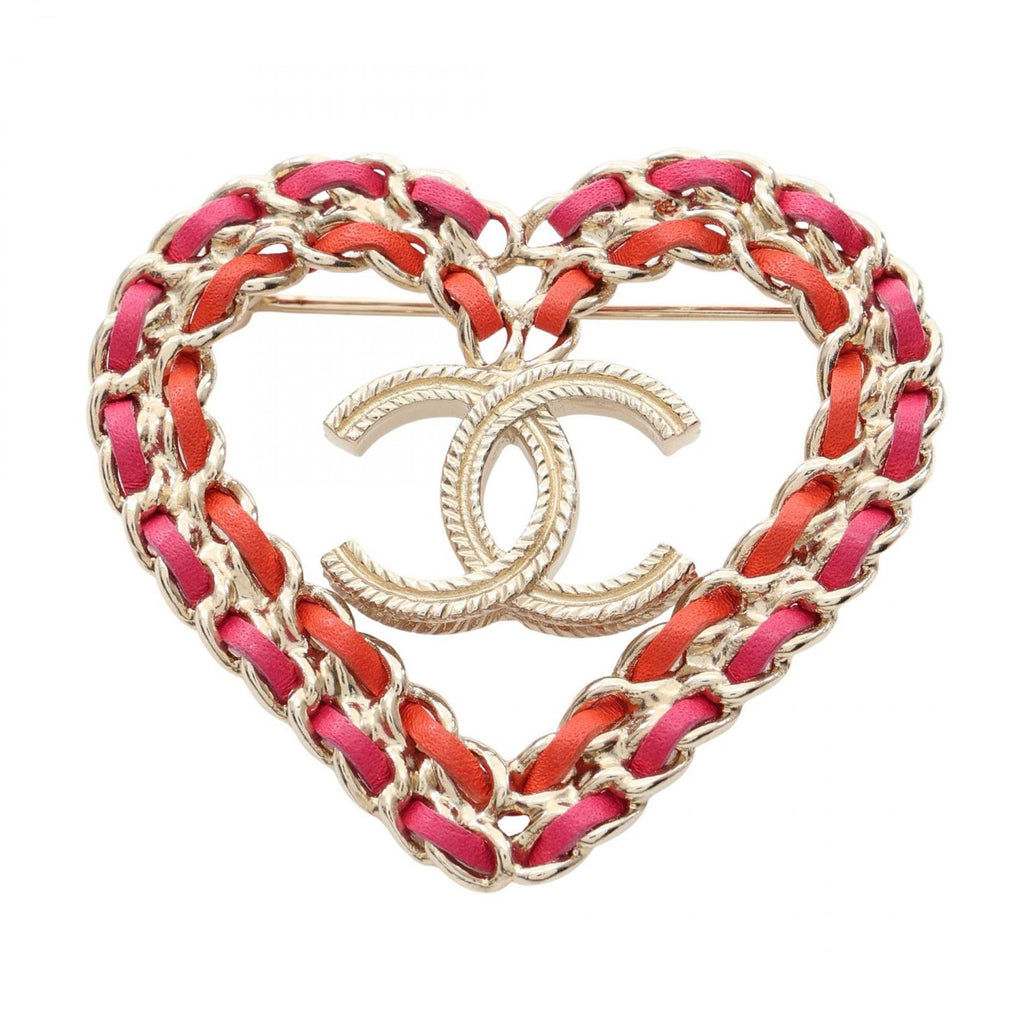 Chanel Brooch CC Logo Leather