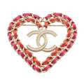 Chanel Brooch CC Logo Leather