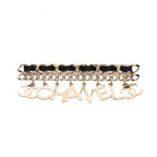 Chanel Brooch Logo Chain Leather