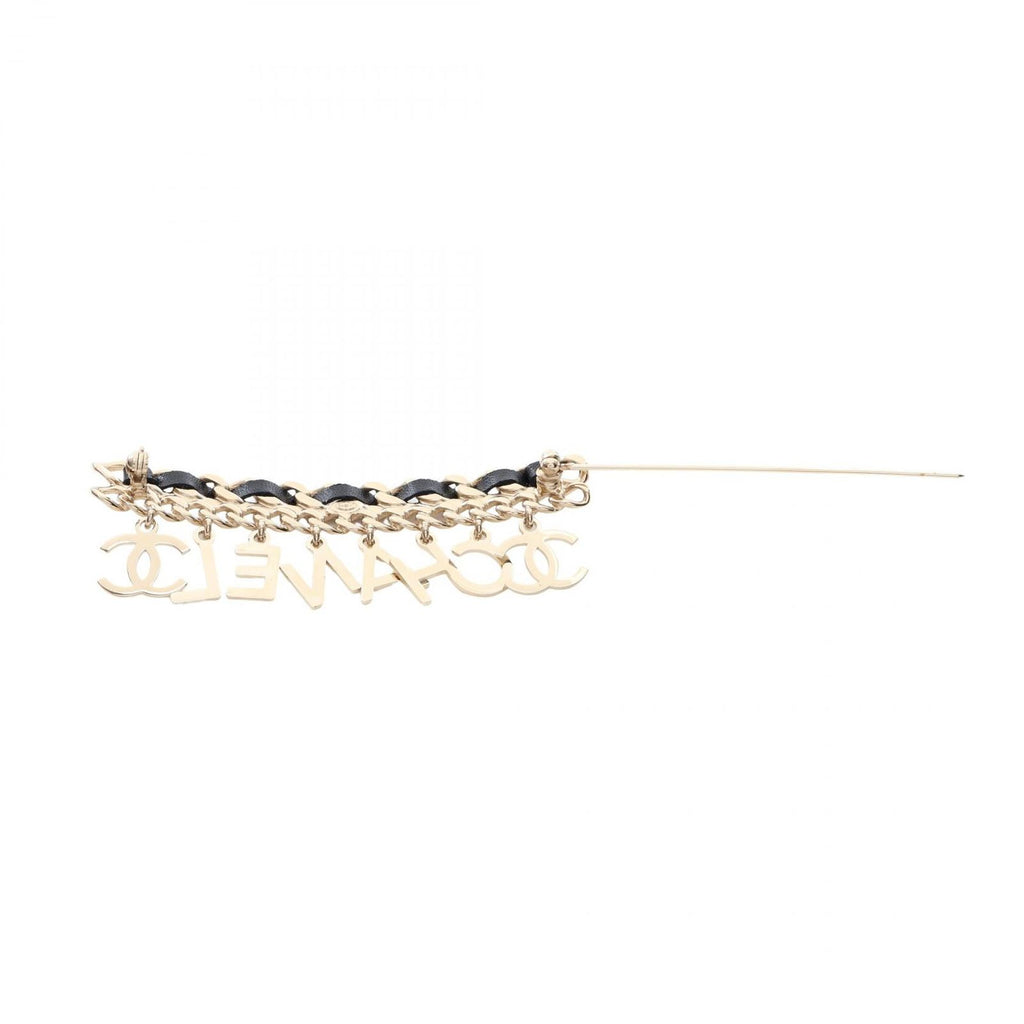 Chanel Brooch Logo Chain Leather — view 2