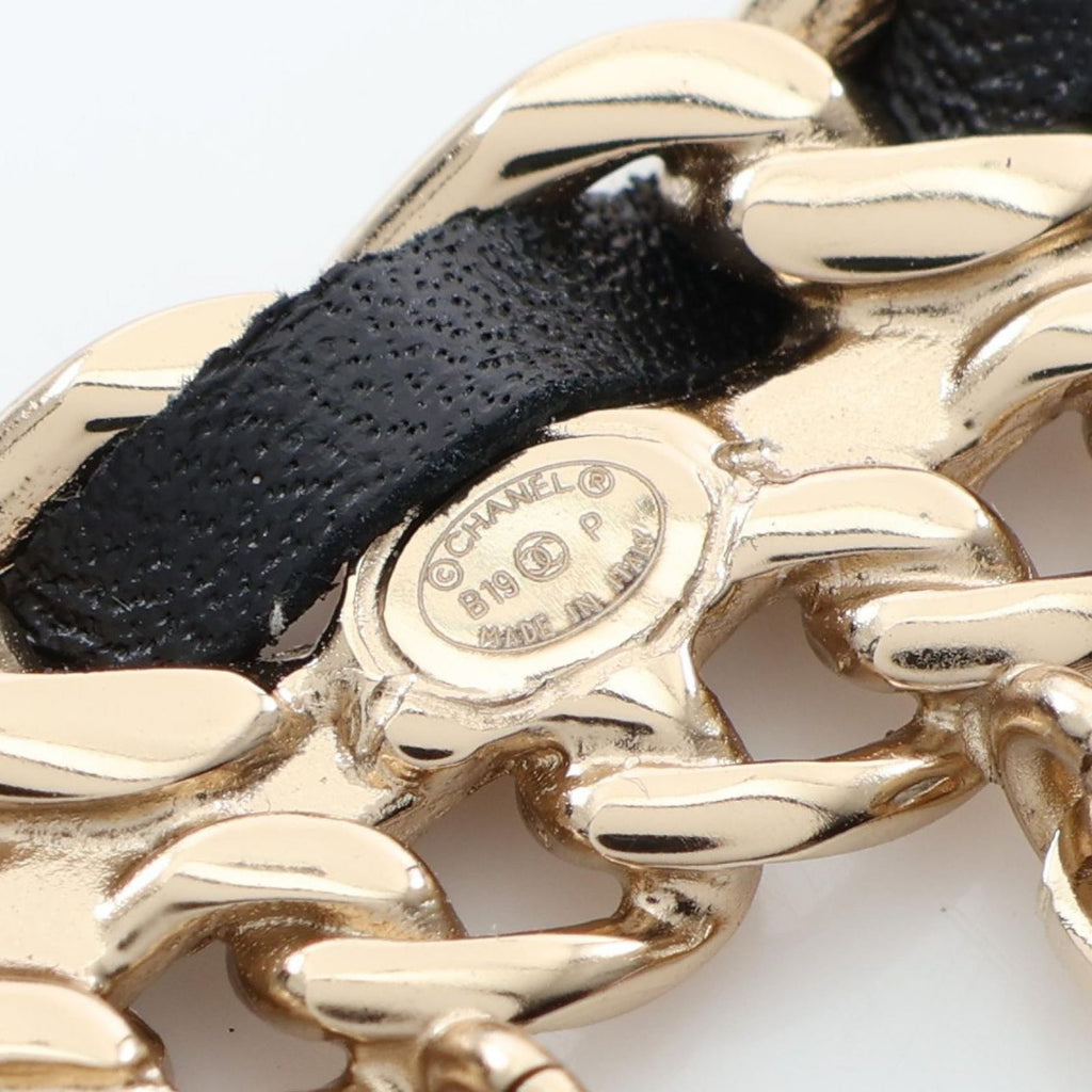 Chanel Brooch Logo Chain Leather — view 3