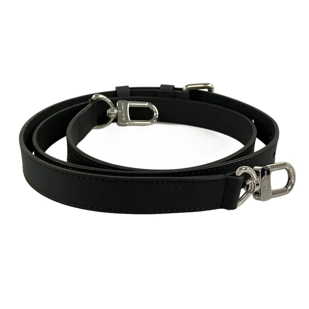 Louis Vuitton Shoulder Strap Black Silver 9 Levels Adjustable Matte Leather