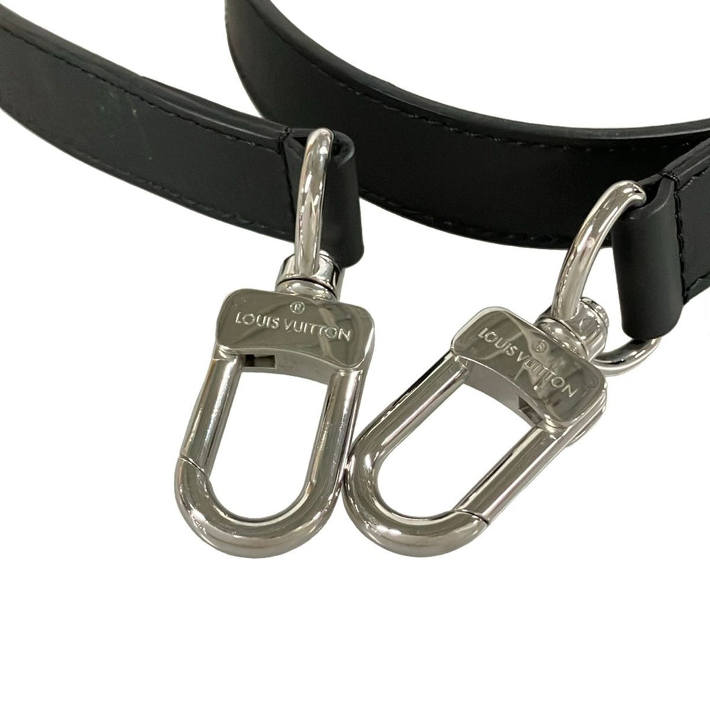 Louis Vuitton Shoulder Strap Black Silver 9 Levels Adjustable Matte Leather — view 4
