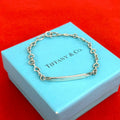 Tiffany & Co Vintage Heart Link ID Bracelet 925 Sterling Silver