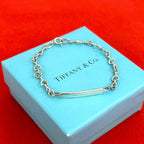 Tiffany & Co Vintage Heart Link ID Bracelet 925 Sterling Silver