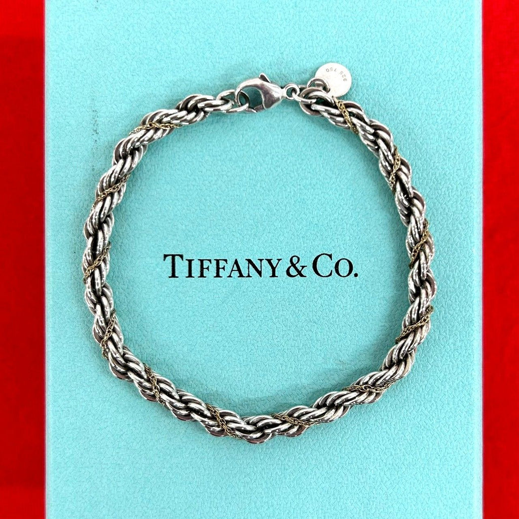 Tiffany & Co Vintage Twisted Trope Bracelet 925 Sterling Silver Gold