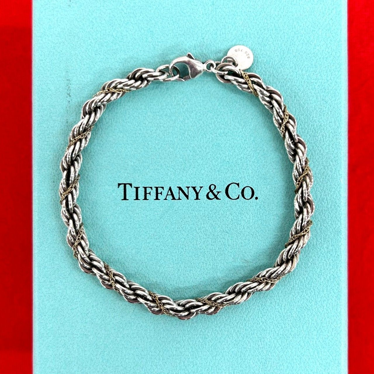 Tiffany & Co Vintage Twisted Trope Bracelet 925 Sterling Silver Gold