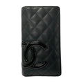 Chanel Wallet Cambon Line Black Silver Leather Lambskin