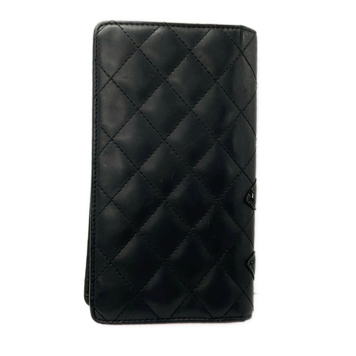 Chanel Wallet Cambon Line Black Silver Leather Lambskin — view 2