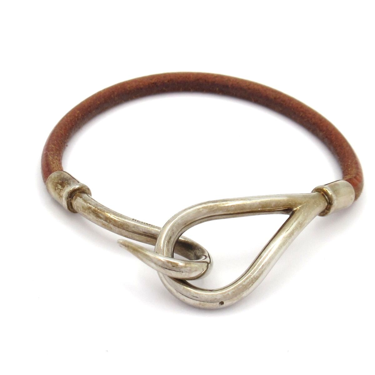Hermes Bracelet Jumbo Leather Dark Brown Silver