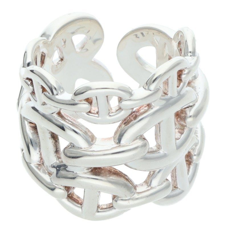 Hermes Chaine D'ancre Enchainee GM Silver Ring