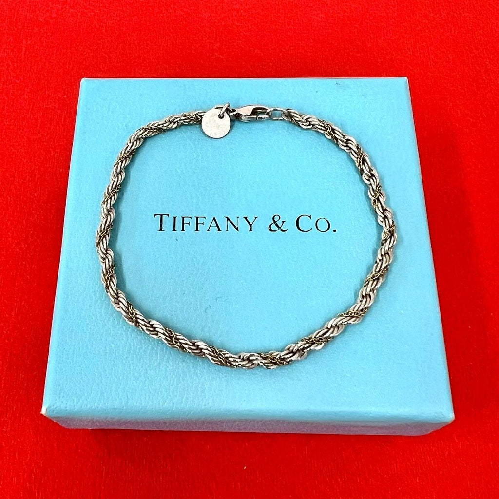 Tiffany & Co Vintage Twisted Trope Bracelet 925 Sterling Silver Gold