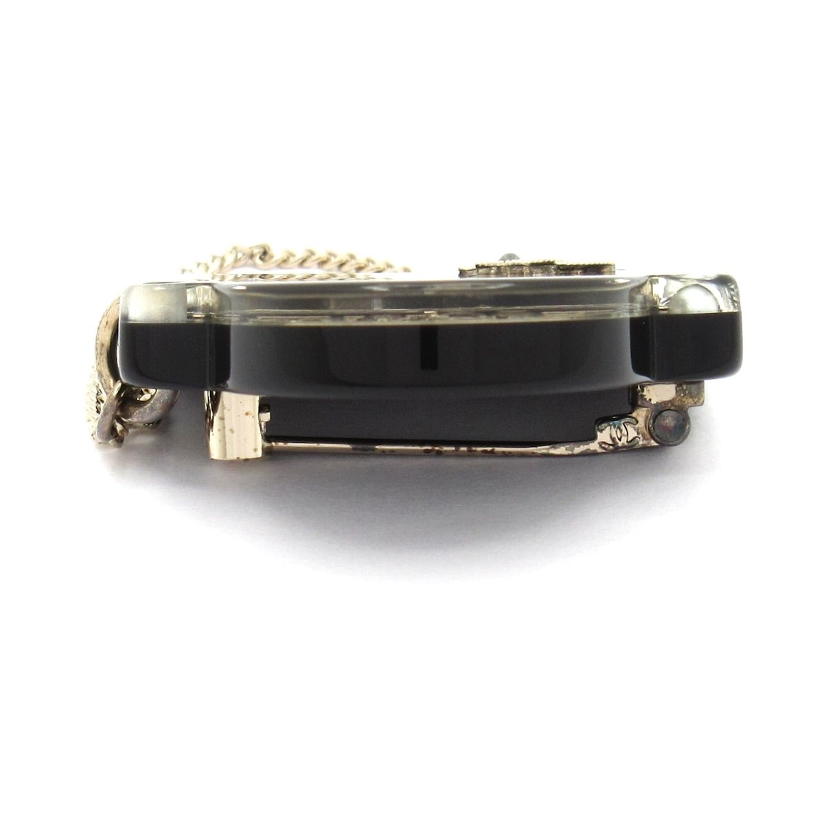 Chanel Brooch Black Gold Clear Rhinestone Chain — view 5