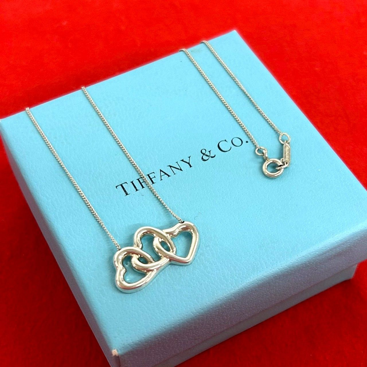 Tiffany & Co Vintage Triple Heart Necklace 925 Sterling Silver