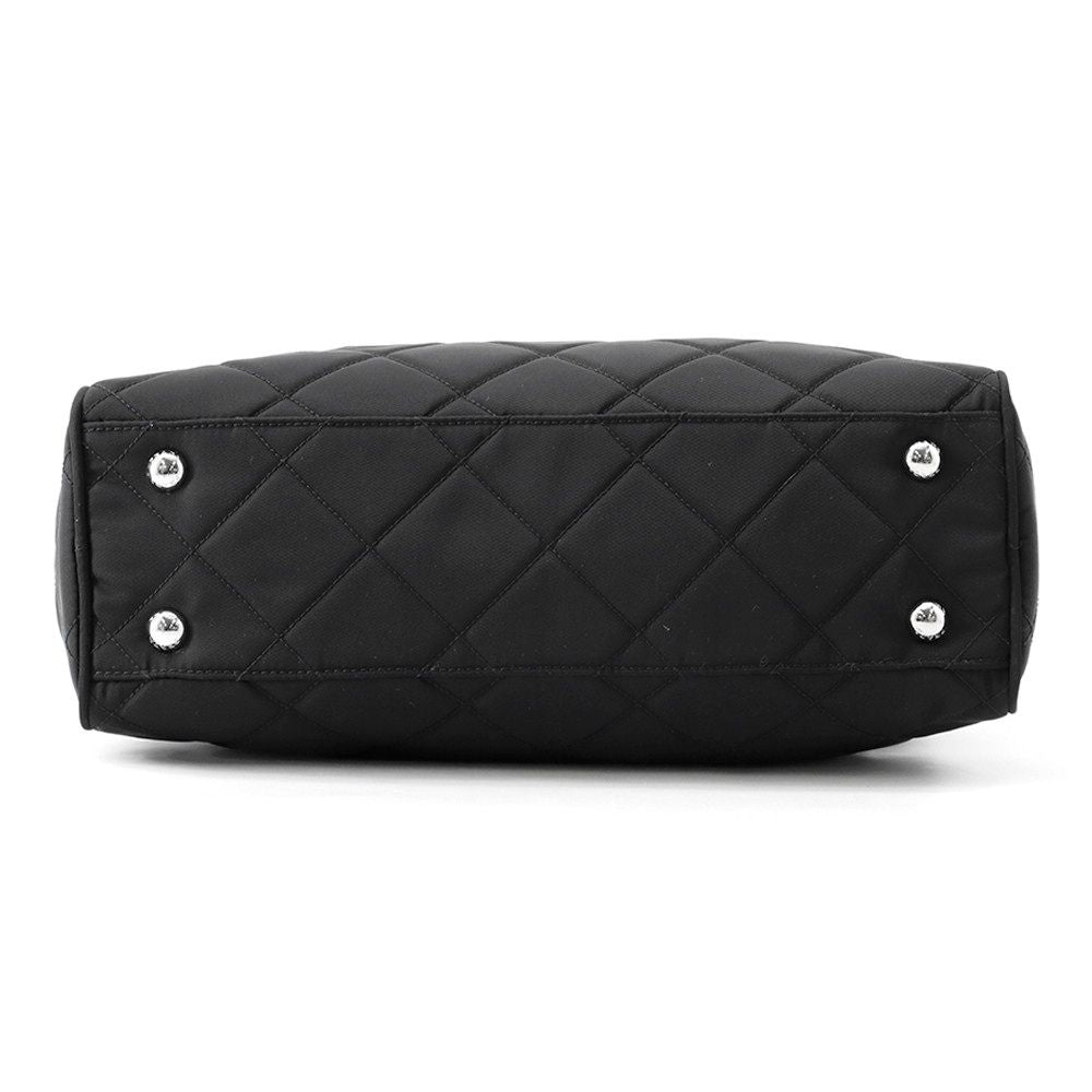 Prada Chain Shoulder Bag Triangle Logo Quilted Nylon Black — view 3