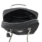 Prada Chain Shoulder Bag Triangle Logo Quilted Nylon Black — view 5