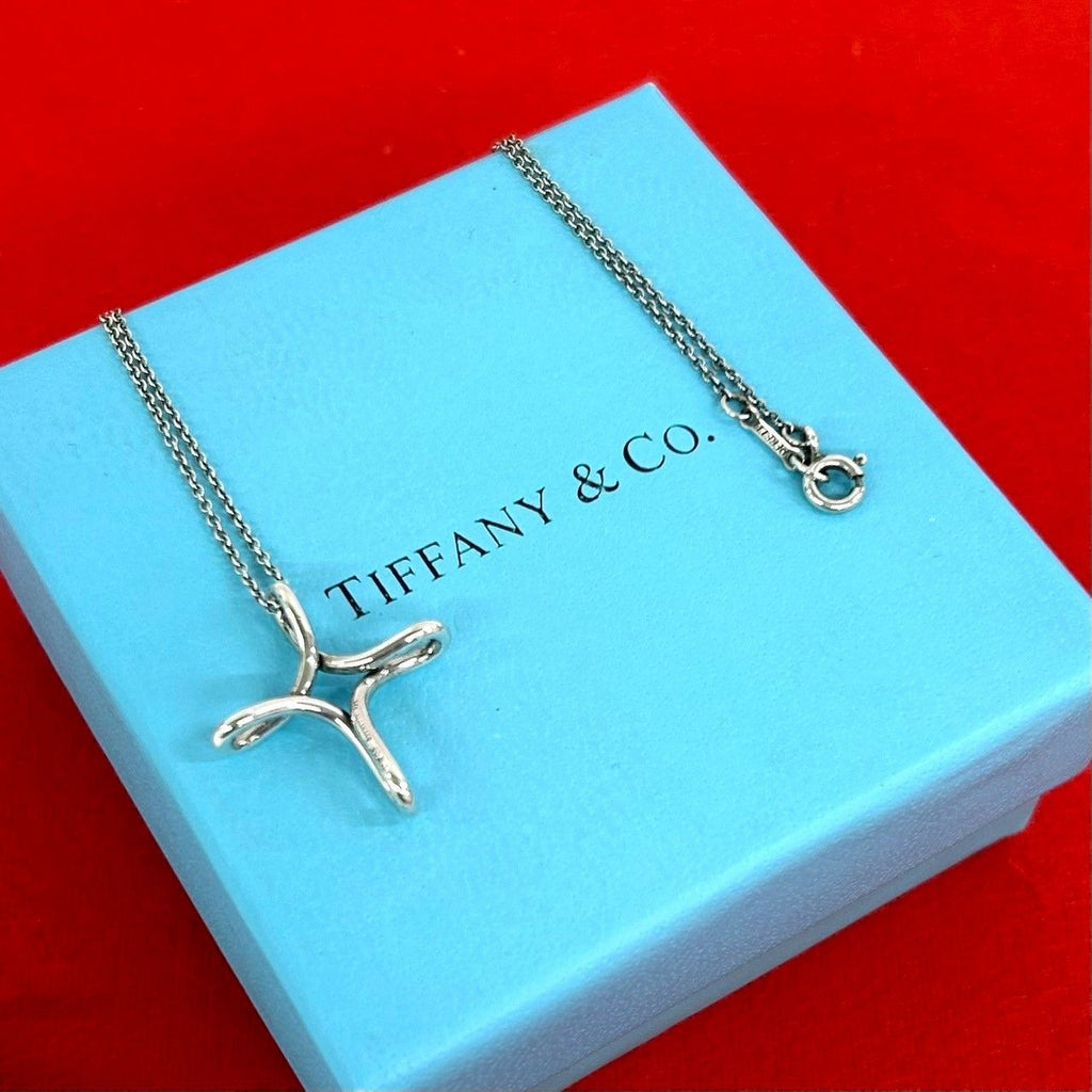Tiffany & Co Vintage Infinity Cross Necklace 925 Sterling Silver