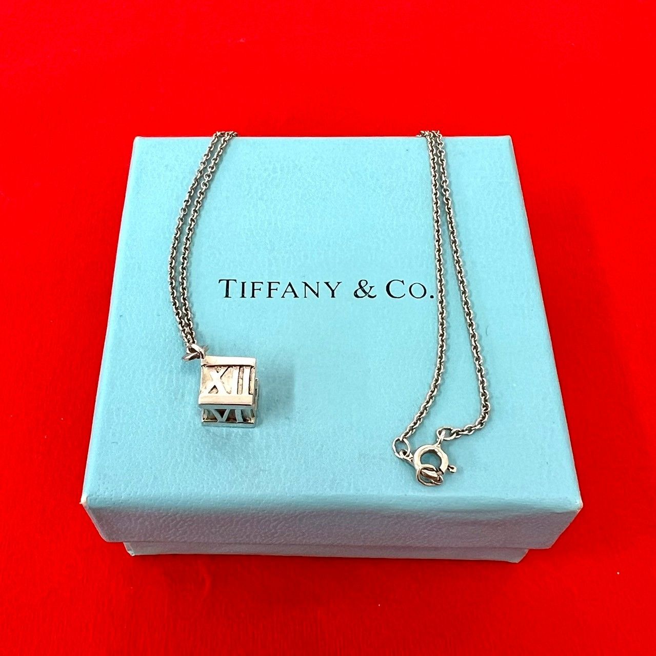 Tiffany & Co Vintage Atlas Cube Necklace 925 Sterling Silver
