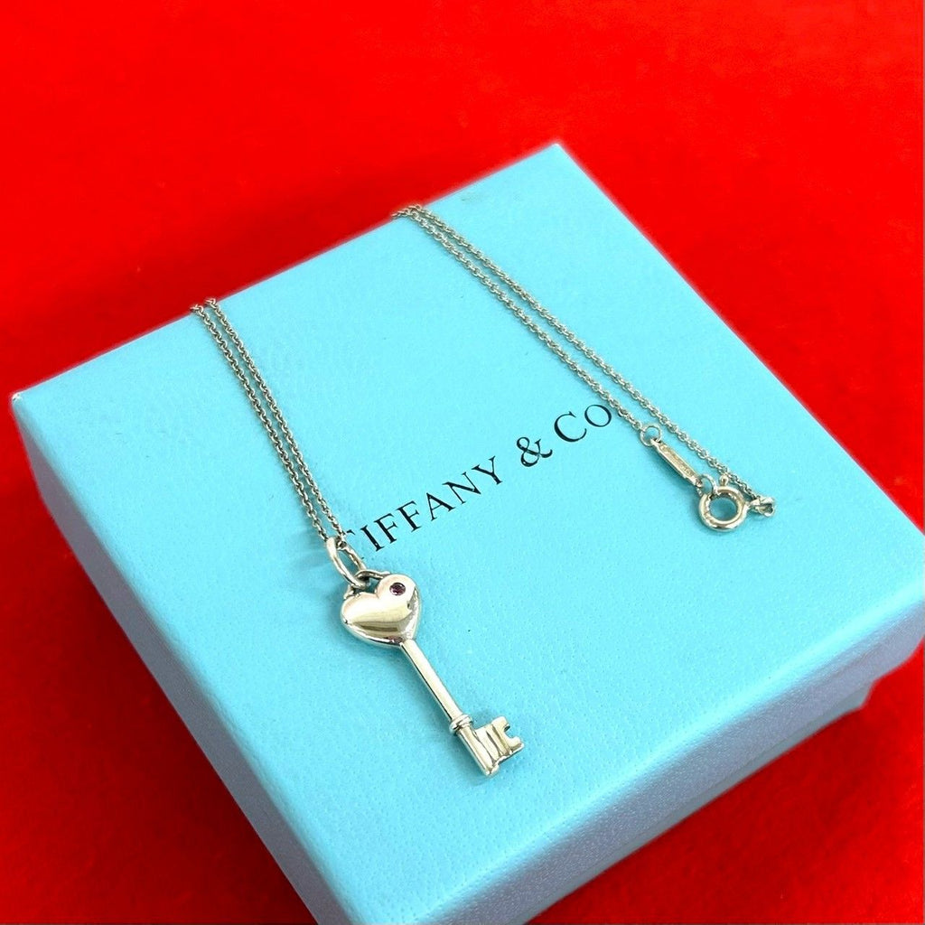 Tiffany & Co Heart Key Necklace 925 Sterling Silver