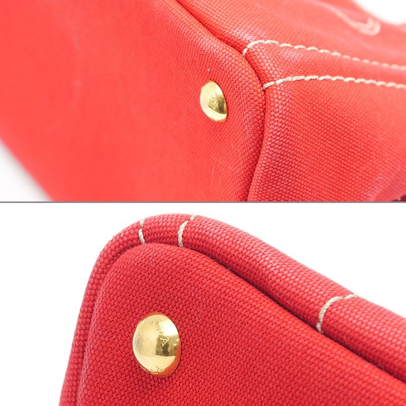 Prada Canapa Mini 2-Way Tote Red Gingham Check — view 5