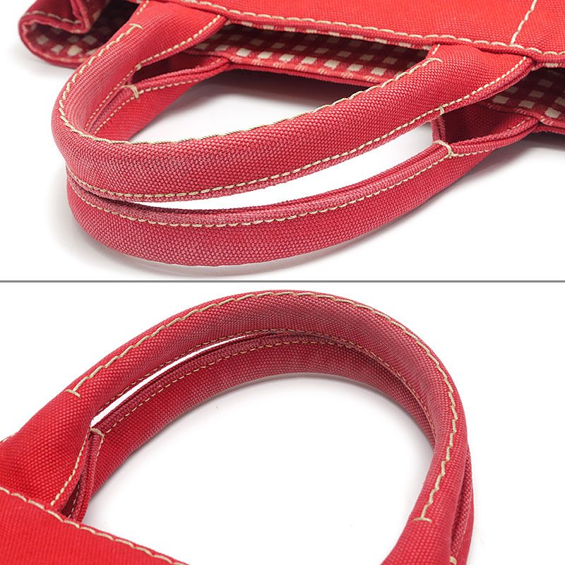 Prada Canapa Mini 2-Way Tote Red Gingham Check — view 7
