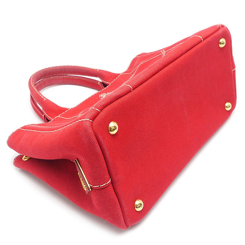 Prada Canapa Mini 2-Way Tote Red Gingham Check — view 4