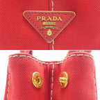 Prada Canapa Mini 2-Way Tote Red Gingham Check — view 6