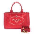 Prada Canapa Mini 2-Way Tote Red Gingham Check