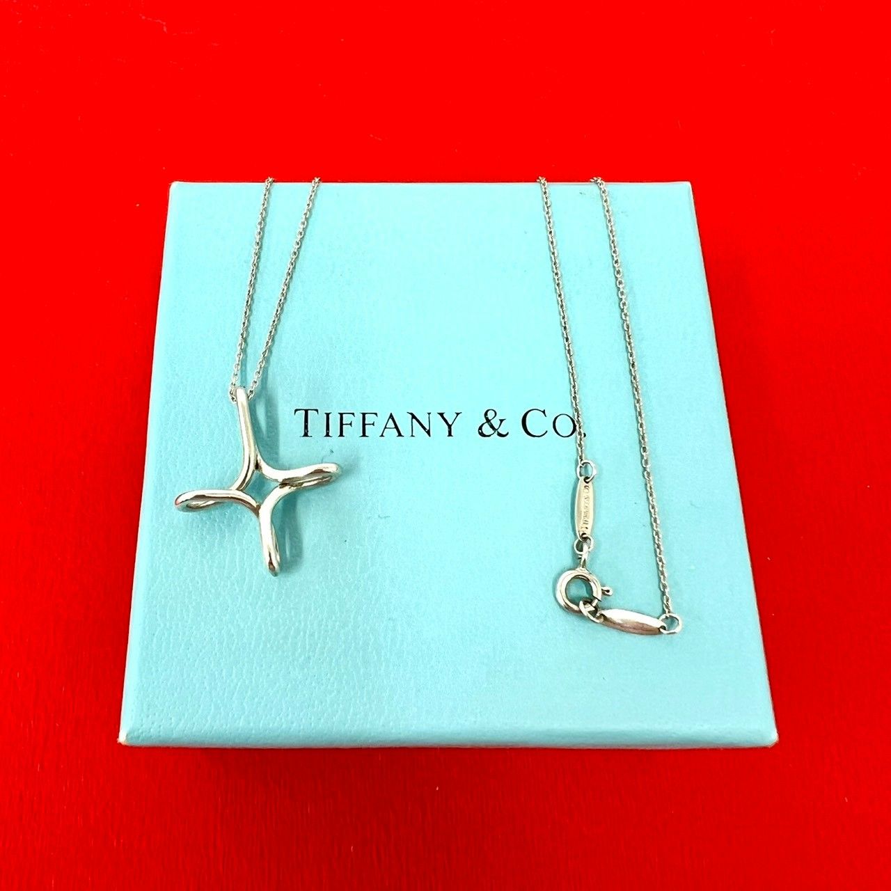 Tiffany & Co Vintage Infinity Cross Necklace 925 Sterling Silver