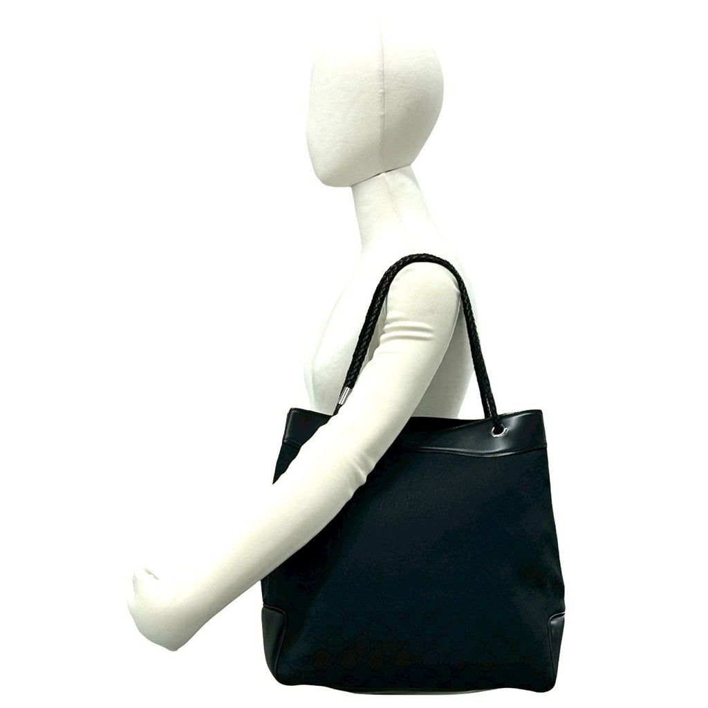 Gucci GG Canvas Pattern Leather Tote Shoulder Bag Black — view 2