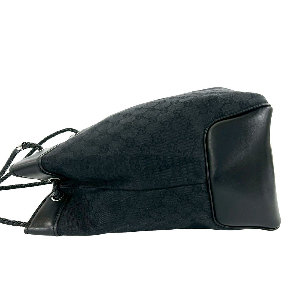 Gucci GG Canvas Pattern Leather Tote Shoulder Bag Black — view 5