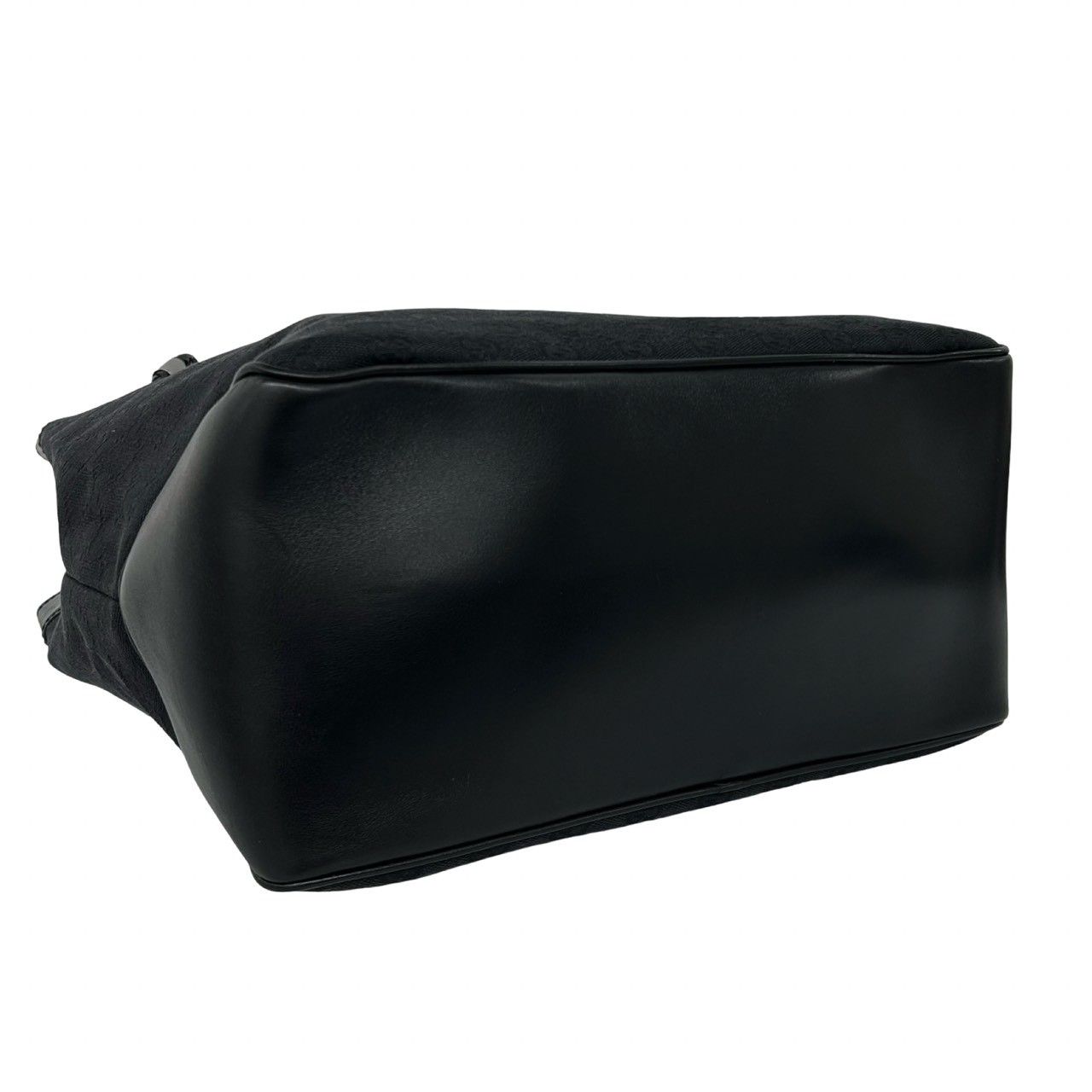 Gucci GG Canvas Pattern Leather Tote Shoulder Bag Black — view 7