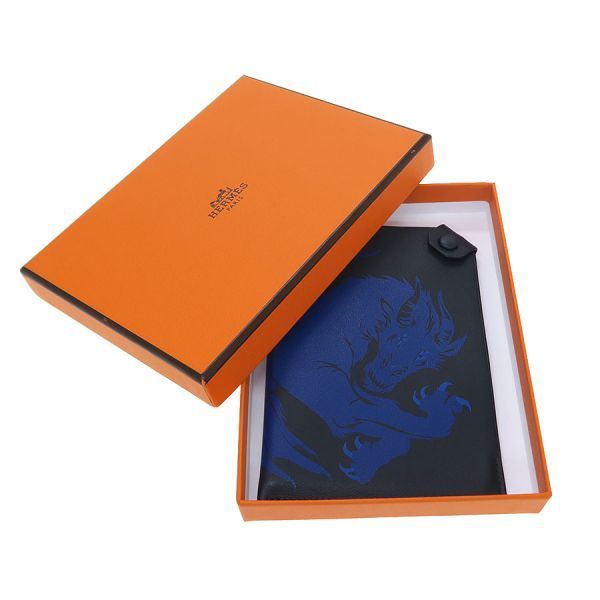 Hermes Tamac PM Silver Dragon Blue Black Wallet — view 9