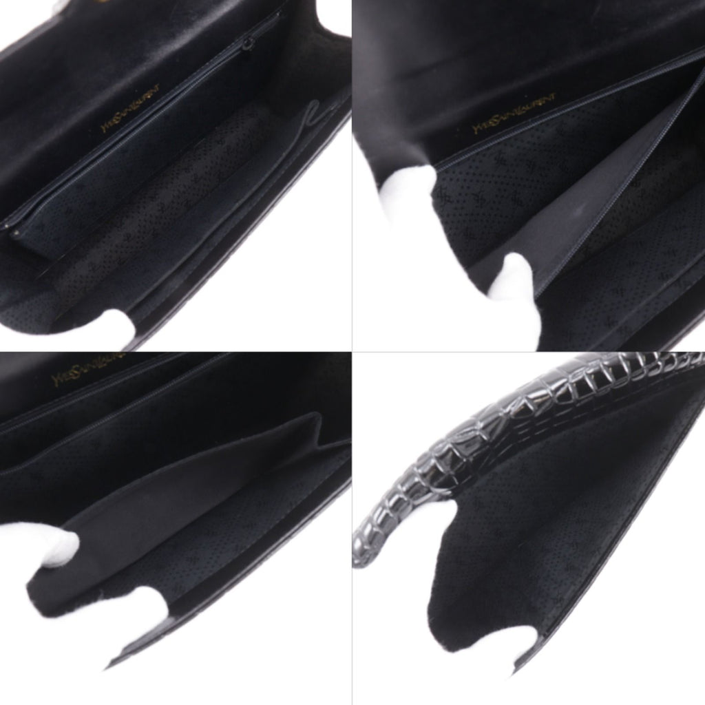 Saint Laurent Clutch Embossed Leather Black — view 6