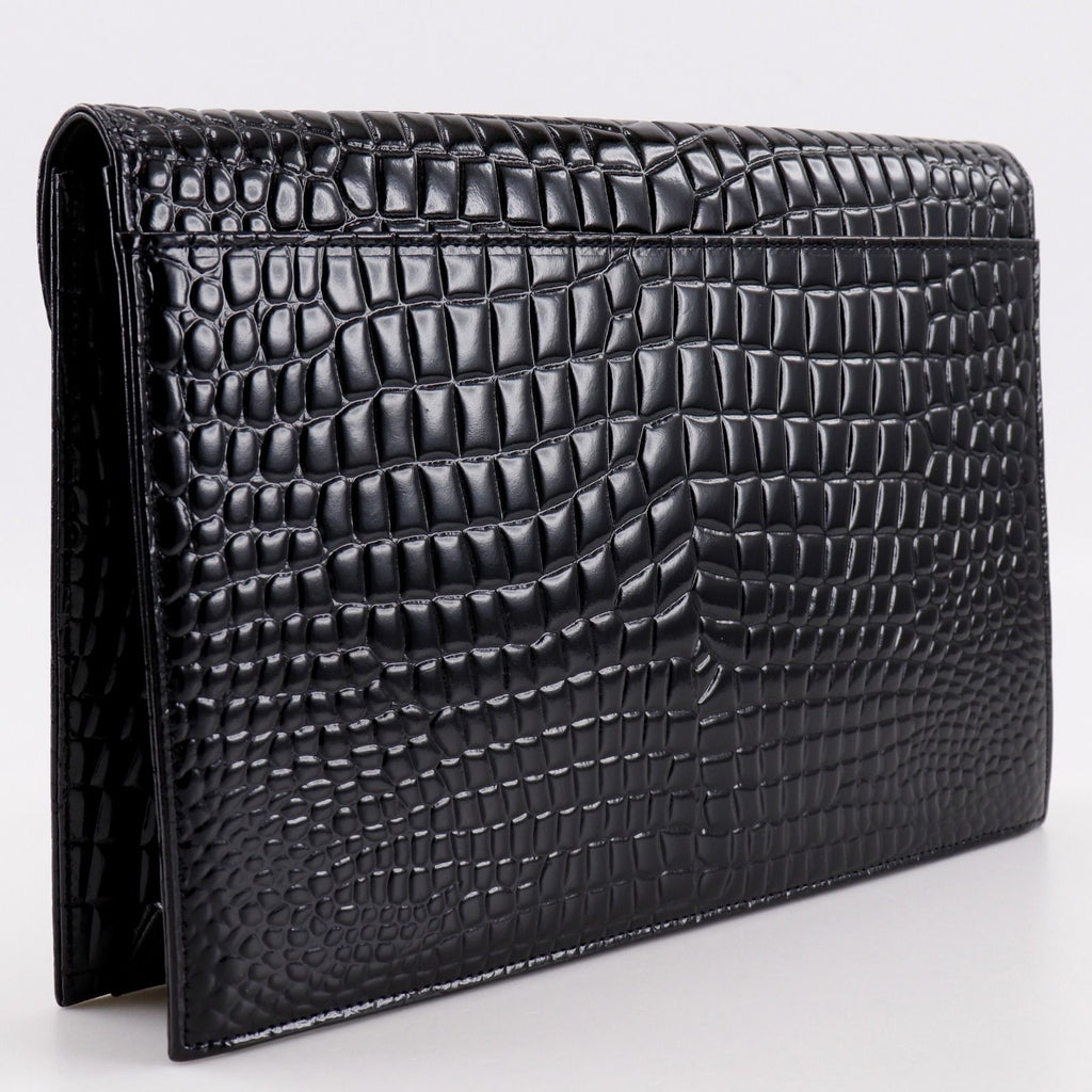 Saint Laurent Clutch Embossed Leather Black — view 3