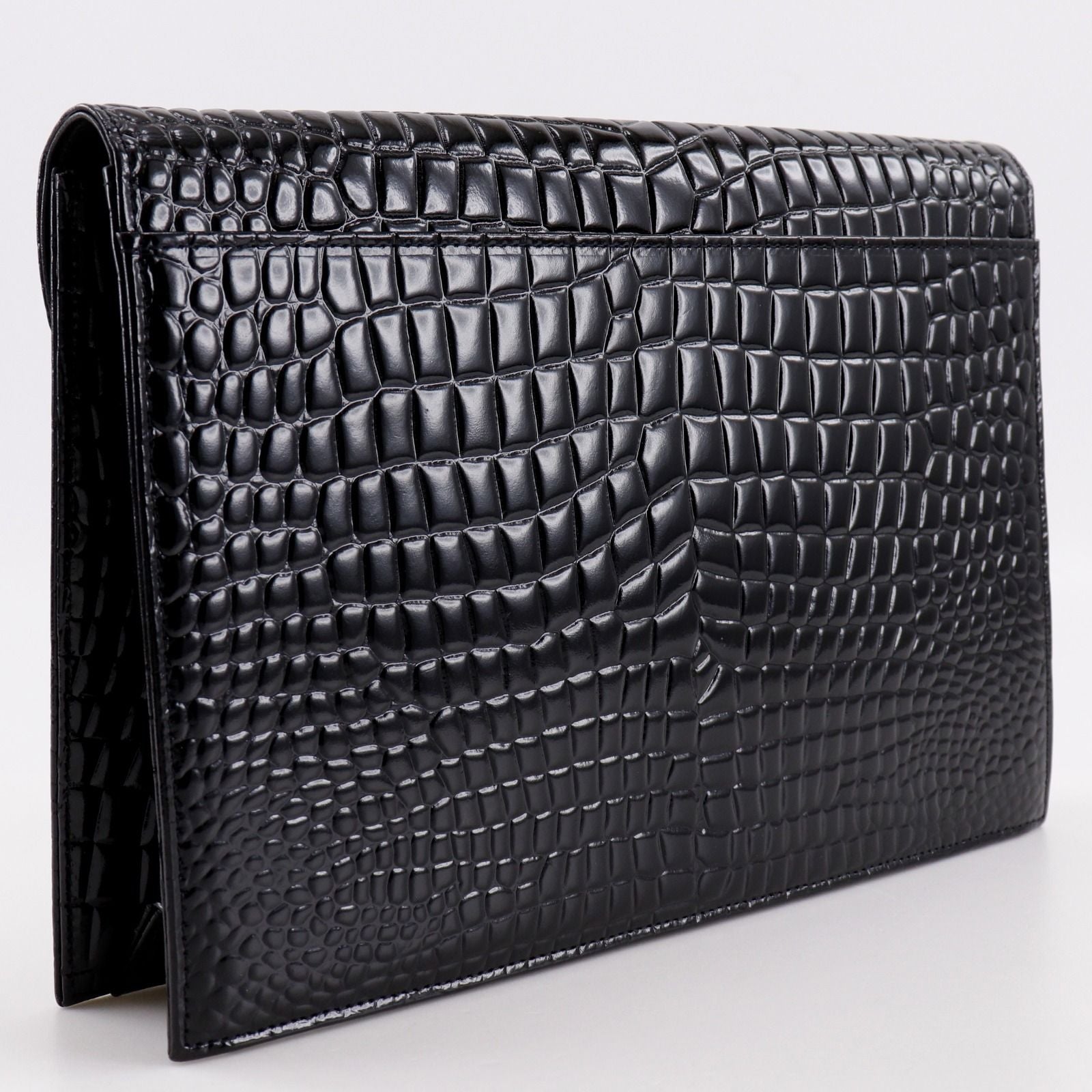 Saint Laurent Clutch Embossed Leather Black — view 3