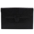 Saint Laurent Clutch Embossed Leather Black