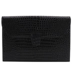 Saint Laurent Clutch Embossed Leather Black