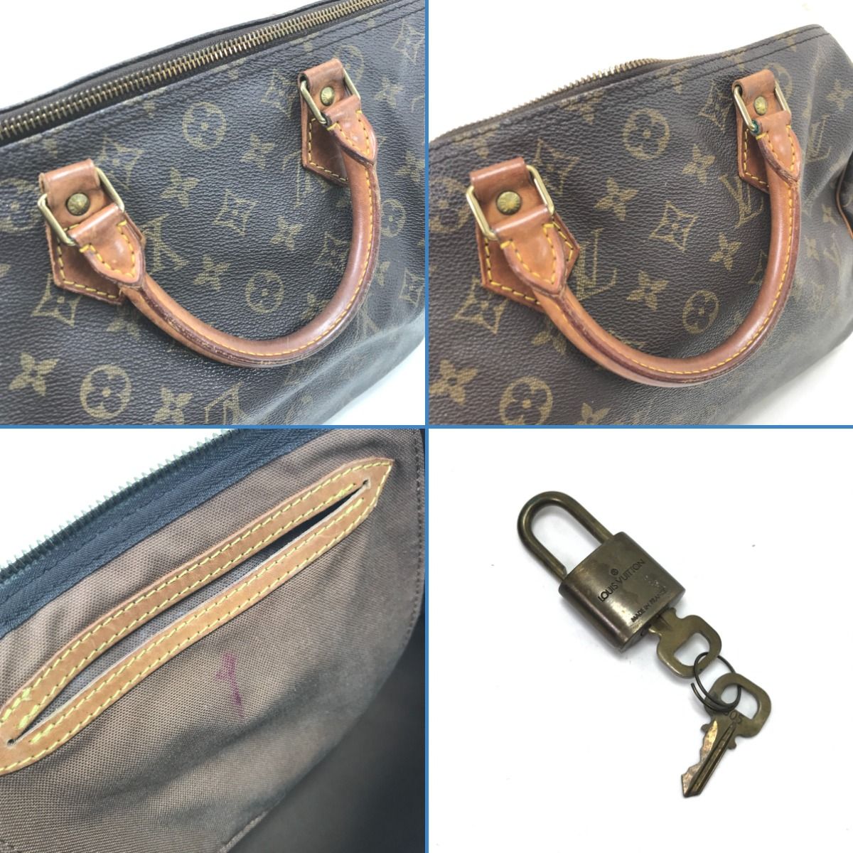 Louis Vuitton Handbag Monogram Speedy 30 with Key & Padlock — view 7