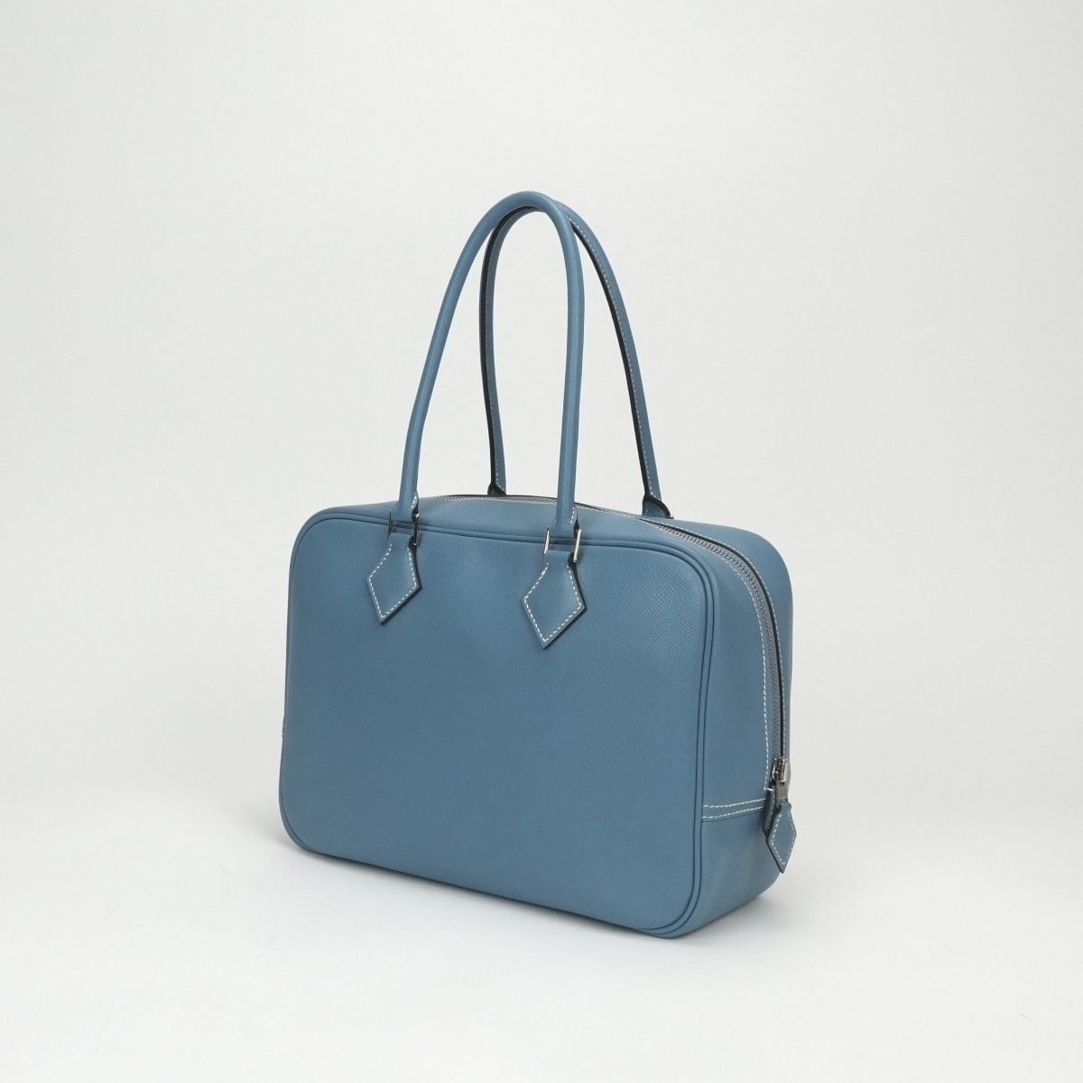 Hermes Plume 28 Tote Epsom Bluejean Blue Silver Handbag Business Veau — view 2