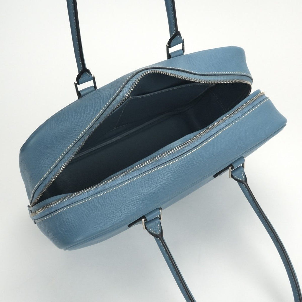 Hermes Plume 28 Tote Epsom Bluejean Blue Silver Handbag Business Veau — view 9