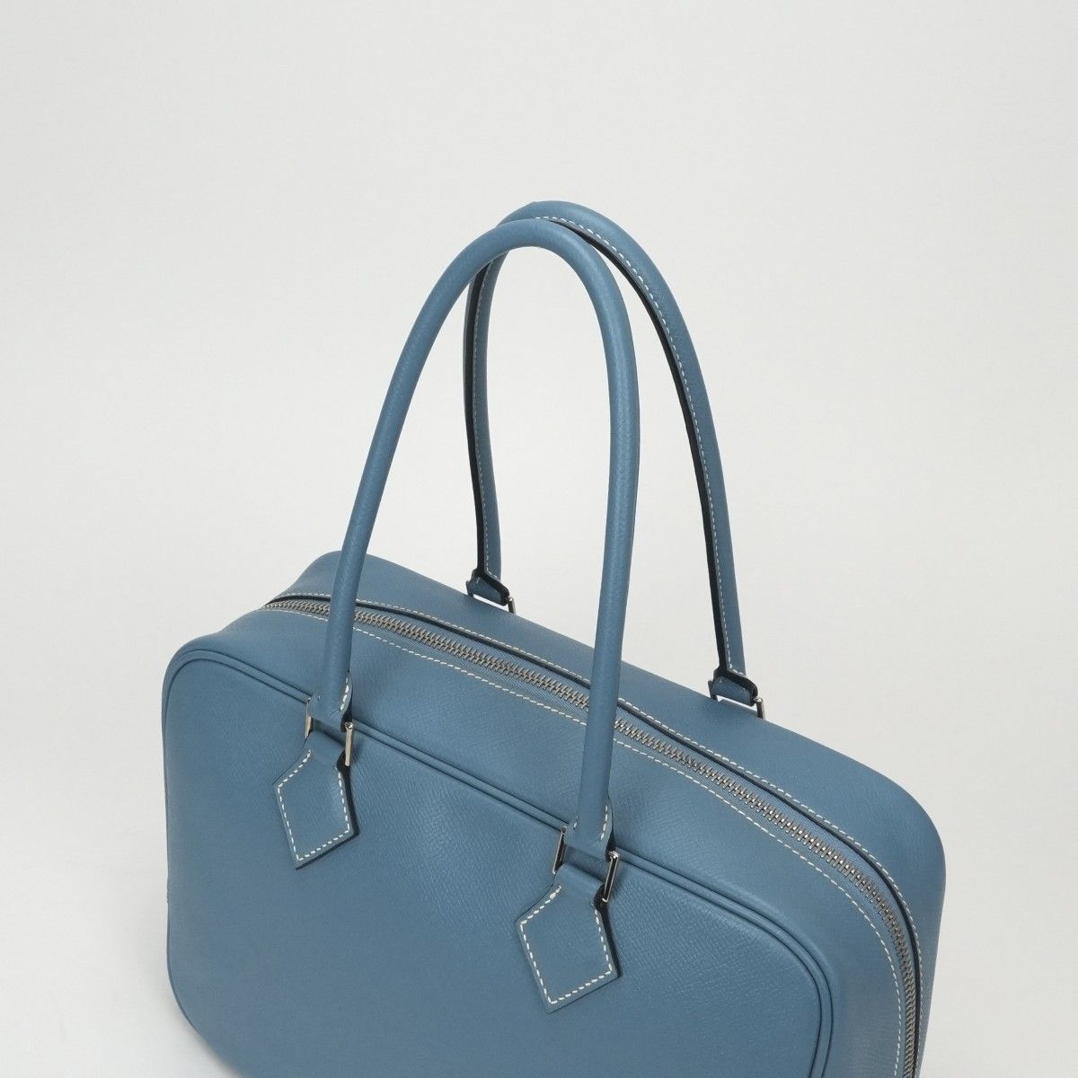 Hermes Plume 28 Tote Epsom Bluejean Blue Silver Handbag Business Veau — view 4