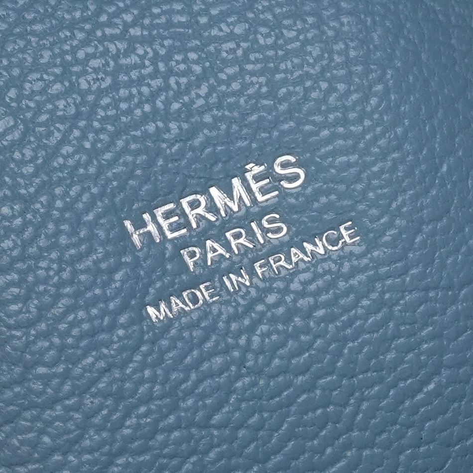 Hermes Plume 28 Tote Epsom Bluejean Blue Silver Handbag Business Veau — view 8