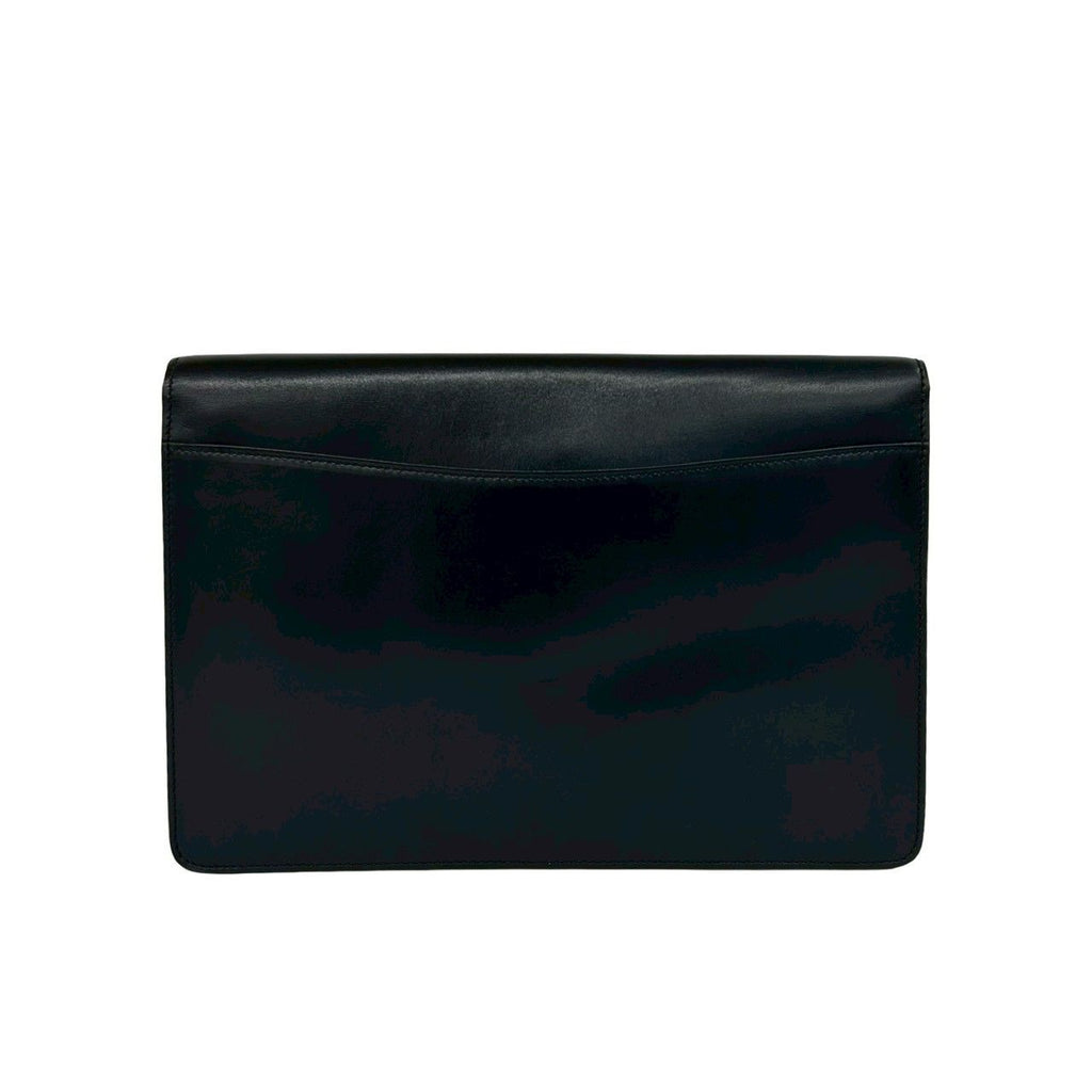 Celine Vintage Medallion Circle Globe Logo Leather Shoulder Bag Black — view 3