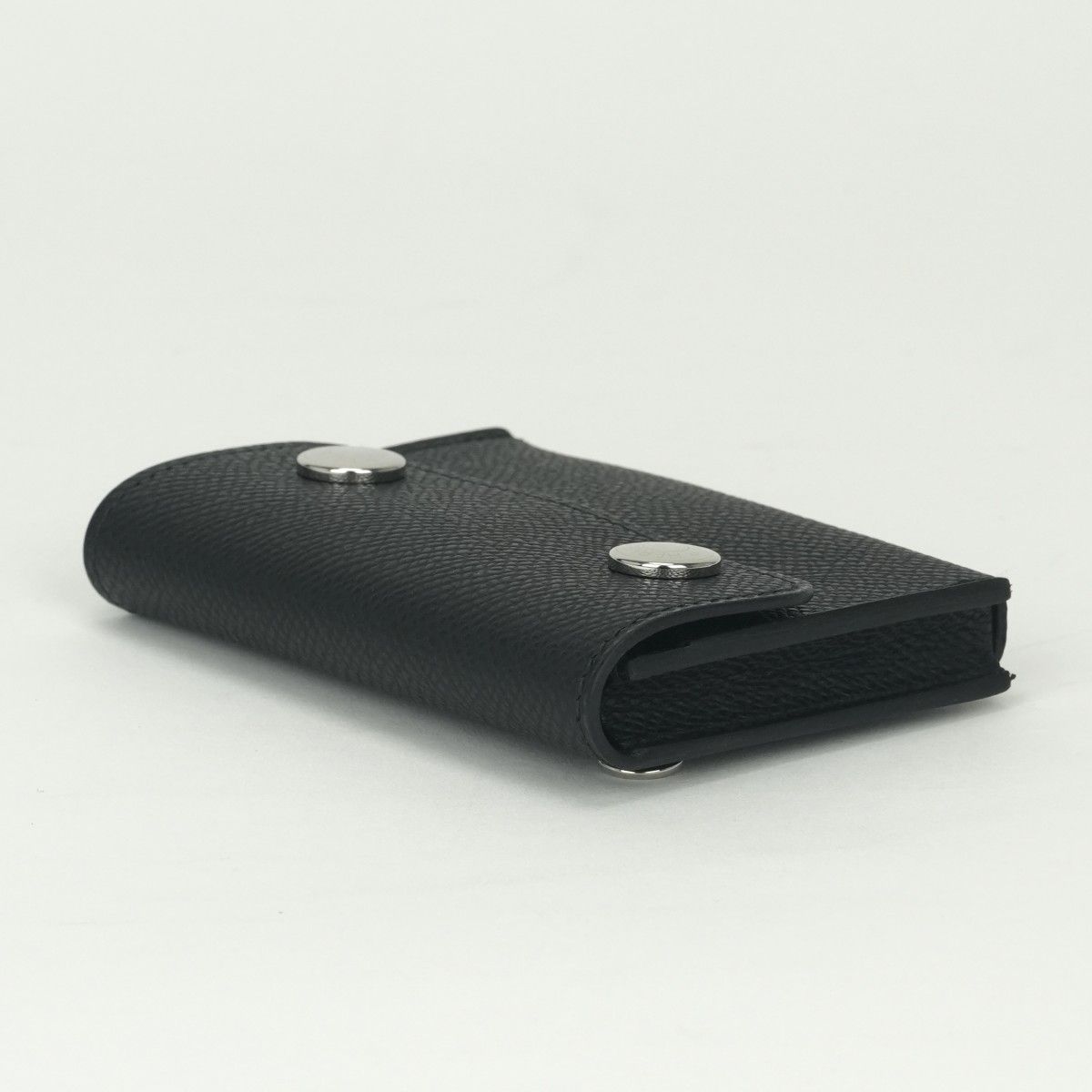 Hermes Nap Herme Snap Card Case Epsom Noir Black Silver Veau — view 3