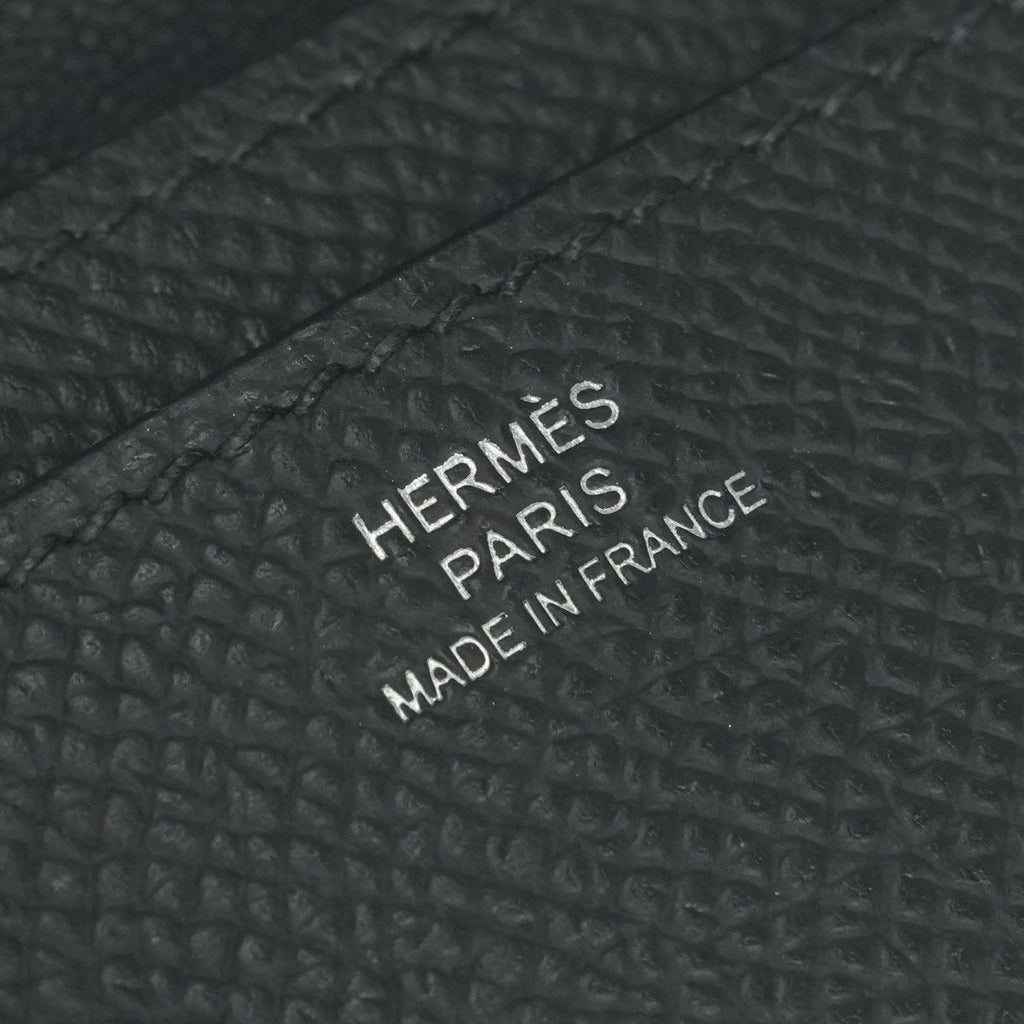 Hermes Nap Herme Snap Card Case Epsom Noir Black Silver Veau — view 7